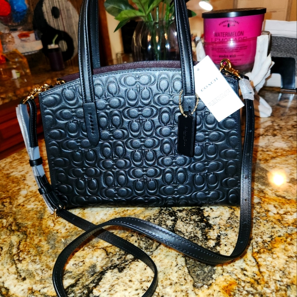 Stunning Embossed Black Leather COACH Handbag!!!